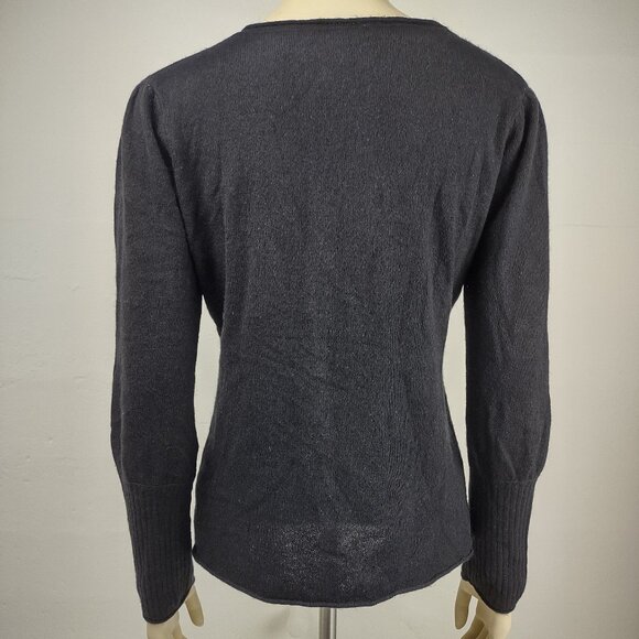 RXB black red tan Fleur De Lis round neck 100% Cashmere sweater ladies Large - Picture 5 of 7